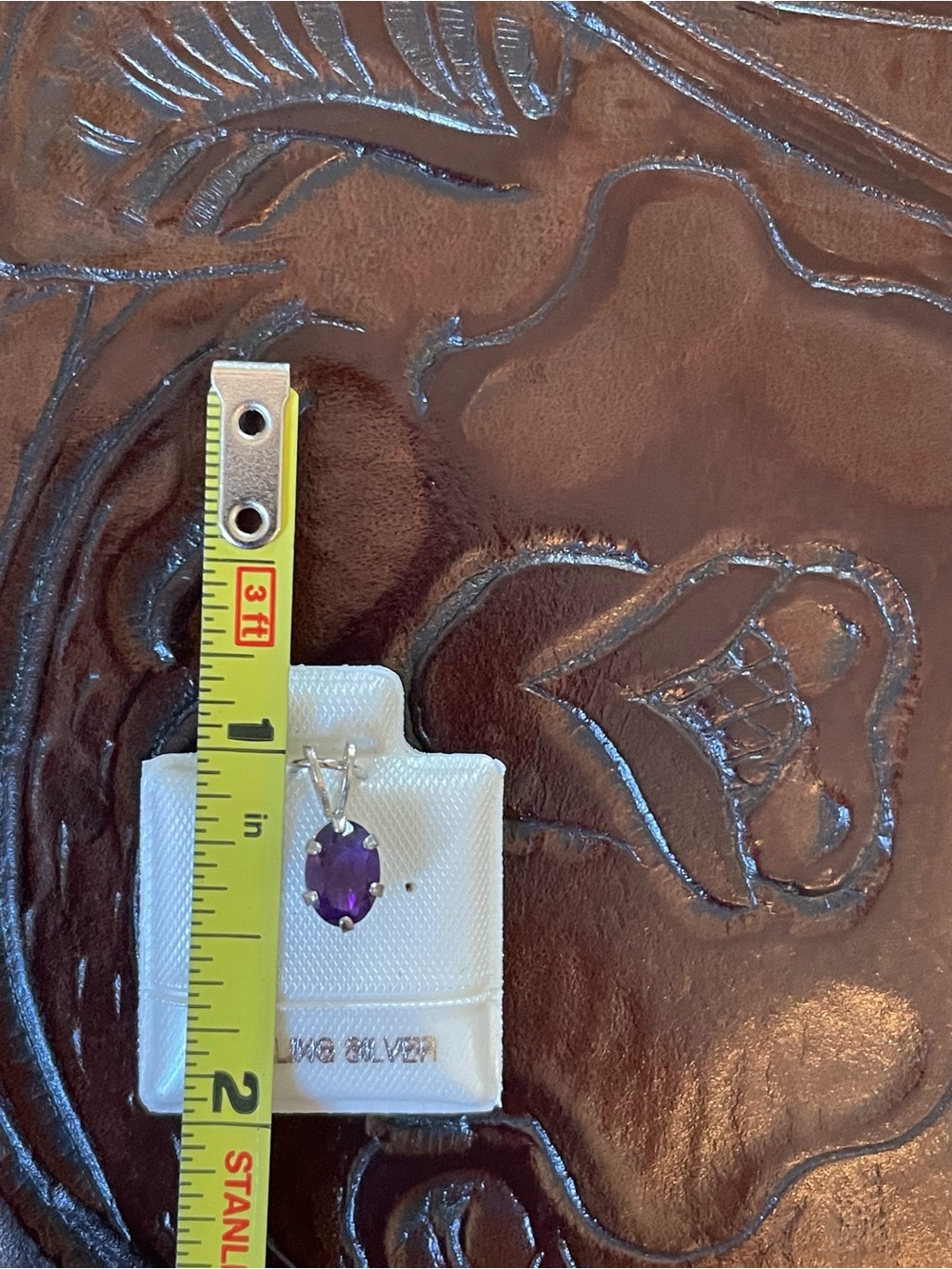 Sterling Silver Amethyst Oval Pendant - Picture 4 of 5